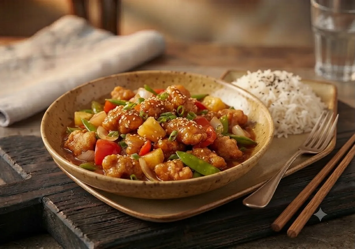TATLI EKŞI SOSLU TAVUK=710 kcal